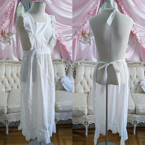 Vintage 1970s White Ruffled Apron Pinafore by Good Company San Francisco